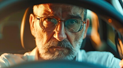 Portrait of an adult male car driver feeling overwhelmed and anxious.