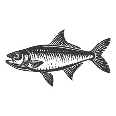 Obraz premium Silhouette sardine fish animal black color only full body
