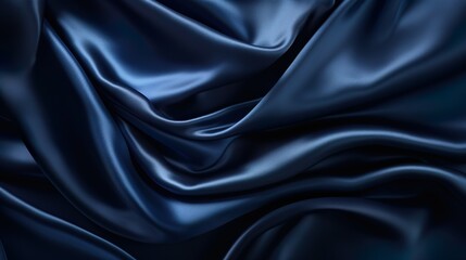 Obraz premium The image vividly displays a close-up of soft blue satin fabric, highlighting its elegant crinkles and texture