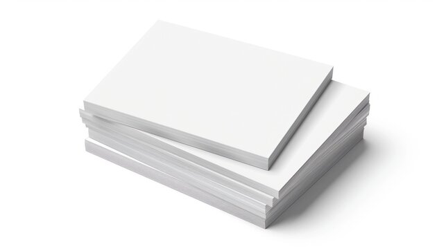 3d render Stack of white blank business card for mockup on white background. AI generated image