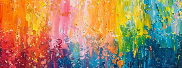 Vibrant Drip Painting with Colorful Abstract Expression
