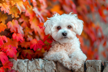 adorable bichon maltese dog - obrazy, fototapety, plakaty