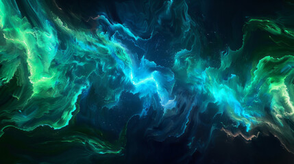 Ethereal neon ocean waves abstract background