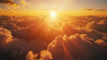 Foto op Plexiglas Sunset above the clouds. AI generative. © PROKOPYCH
