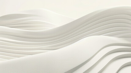 Minimalistic 3d design of graceful curves and waves in a white landscape