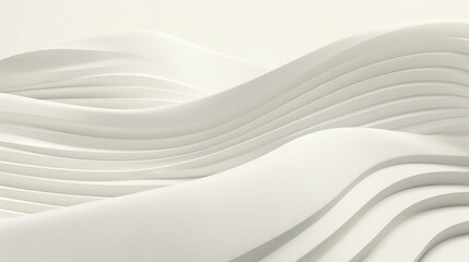 Obraz premium Minimalistic 3d design of graceful curves and waves in a white landscape