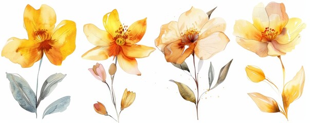 Fototapeta na wymiar set of watercolor flowers