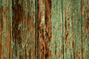 Old Green Paint On Brown Wood Peeling Antique