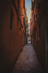 Venice street, sea and lagoon, a trip, sunset