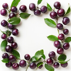 cherries with leaves