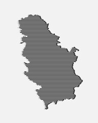 Abstract map Serbia, parallel grey lines