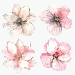 Foto op Canvas set of watercolor flowers © megavectors