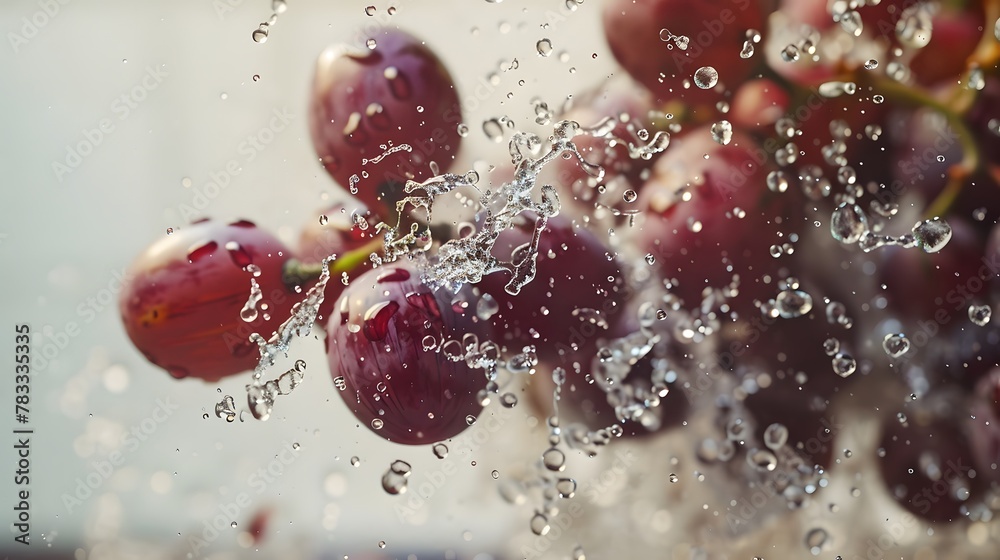 Wall mural concept grapes, colliding and exploding, crashing flying