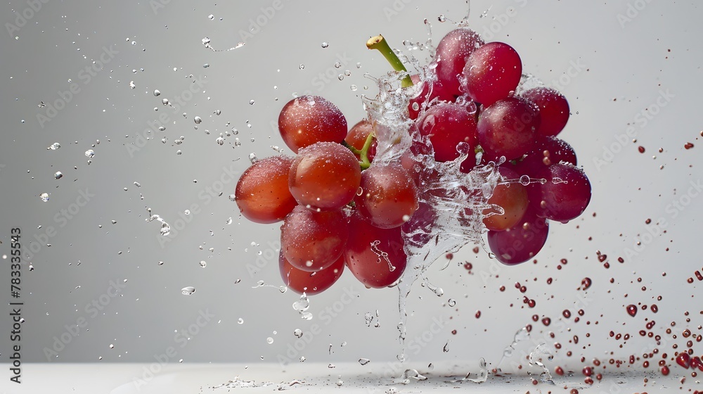 Wall mural concept grapes, colliding and exploding, crashing flying - Wall murals