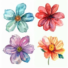 Fototapeta premium set of watercolor flowers