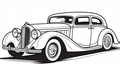 Simple antique car for a children's coloring book. - 783335737