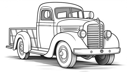 Simple antique truck for a children's coloring book.  - 783335759