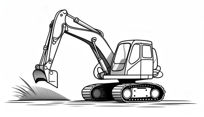 Simple Excavator for a children's coloring book. - 783335792
