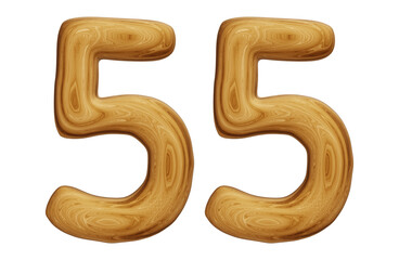 Wooden number 55 for math, education and business concept