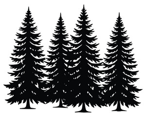 Black Spruce Trees Winter season design illustration vector - obrazy, fototapety, plakaty
