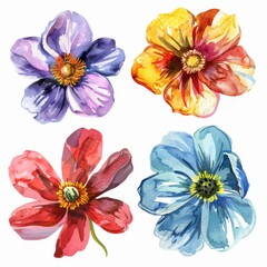 set of watercolor flowers