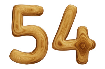 Wooden number 54 for math, education and business concept - obrazy, fototapety, plakaty