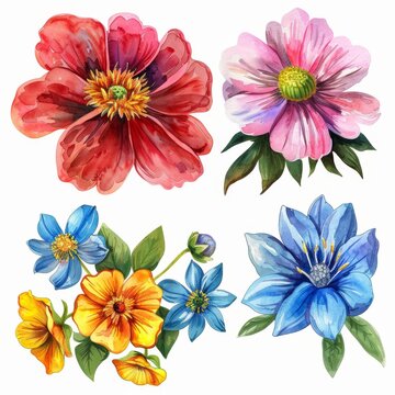 set of watercolor flowers