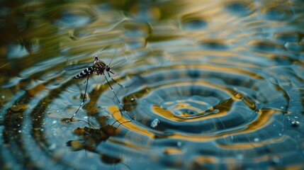 Mosquito Resting on Puddle of Water