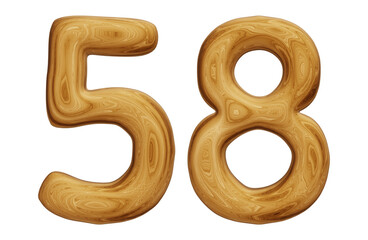 Wooden number 58 for math, education and business concept