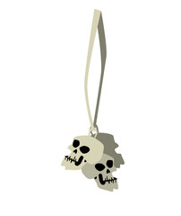 A terrible amulet with human skulls on a rope. Isolated. Vector image for prints, poster and illustrations.
