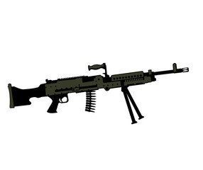 Infantry weapons. M240 FN MAG general purpose machine gun. Isolated. Vector image for prints, poster and illustrations.