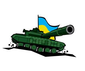 Ukrainian army T-64 main battle tank. Isolated. Vector image for prints, poster and illustrations.