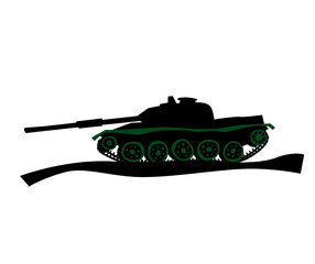 Main battle tank silhouette. Isolated image for prints, poster and illustrations.