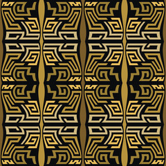 Beautiful elegant golden chinese style meanders seamless pattern. Vector ornamental borders meanders background. Modern patterned repeat backdrop. Trendy ornate decorative ornaments. Endless texture - 783338570