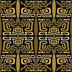 Beautiful elegant golden chinese style meanders seamless pattern. Vector ornamental borders meanders background. Modern patterned repeat backdrop. Trendy ornate decorative ornaments. Endless texture - 783338593