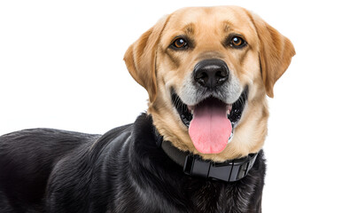 Happy Labrador Retriever with its Tongue Out and a Collar