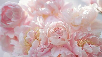 Vibrant peony flowers illuminated by a warm, golden sunlight, capturing the essence of a lush spring bloom.