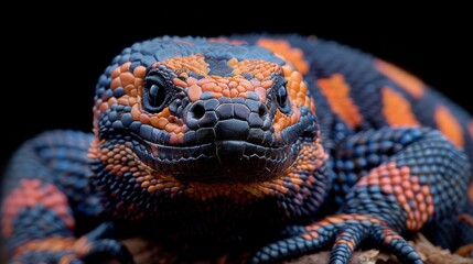 Obraz premium Close Up of an Orange and Black Lizard