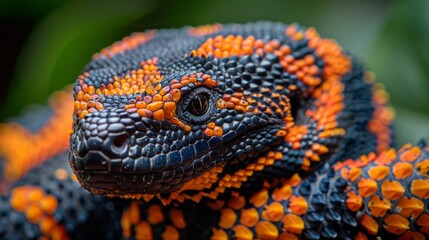 Fototapeta premium Close Up of an Orange and Black Lizard