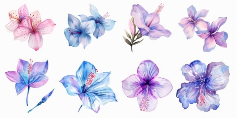 Fototapeta premium set of watercolor flowers