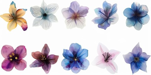 set of watercolor flowers