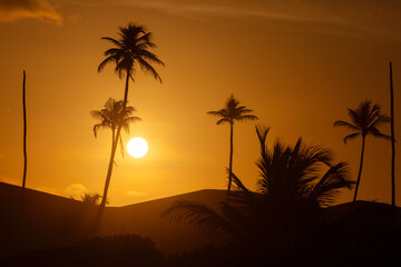 Sunset on Itacimirim beach in Bahia.