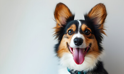Happy Papillon with its Tongue Out and a Collar