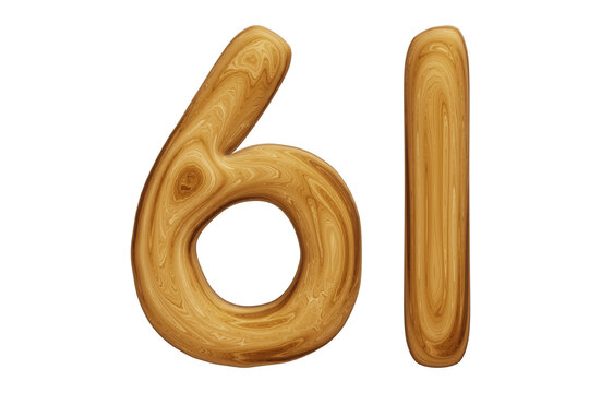 Wooden number 61 for math, education and business concept