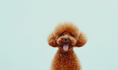 Happy Poodle with its Tongue Out and a Collar