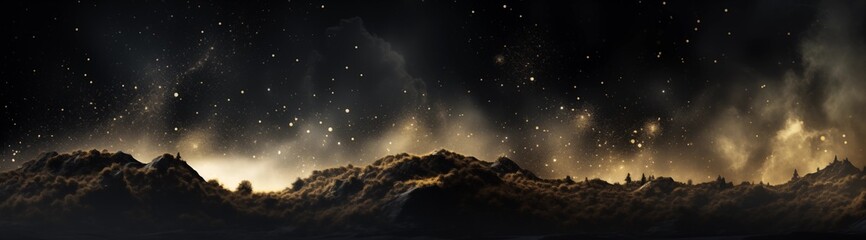 A Majestic Panoramic View of The Starry Night Sky Over Silhouetted Mountains