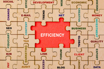 Efficiency word puzzle, business concept image with word EFFICIENCY