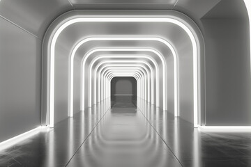 3d render of white sterile hallway, deep perspective, futuristic structure (4)