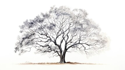 Drawing of a Lonely Tree is a detailed watercolor piece that captures the essence of growth.