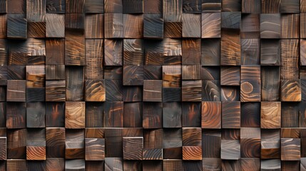 Wood background banner panorama long - Brown wooden acoustic panels wall texture , seamless pattern.